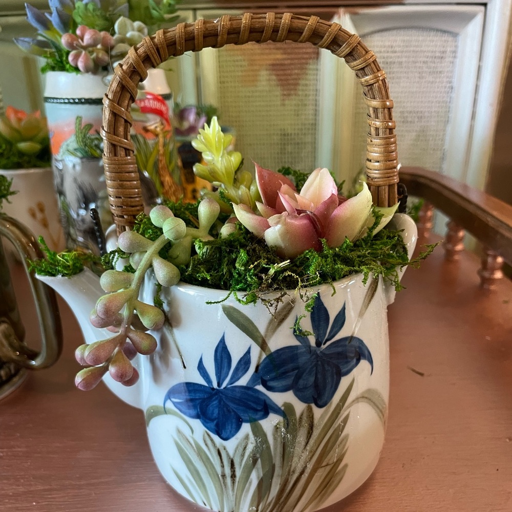 Upcycled Tea Pot Succulent Planter